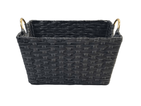 Superior Rectangular PE Resin Basket with Golden Handles